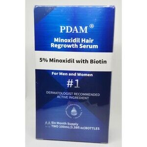 NEW Sealed PDAM 5% Minoxidil with Biotin Hair Growth 6 Month Supply 3.38FL Oz